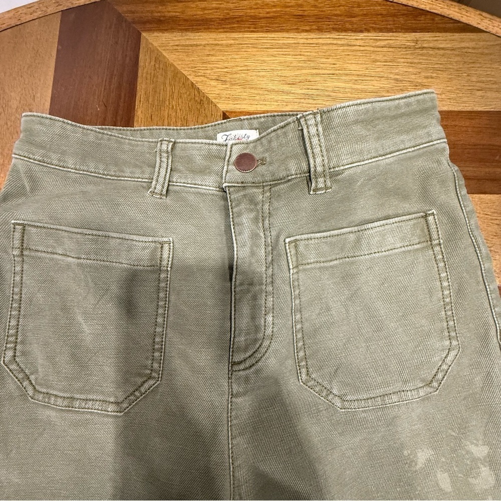 Faherty Olive Green Patch Pocket Boot Cut pants FLAWED